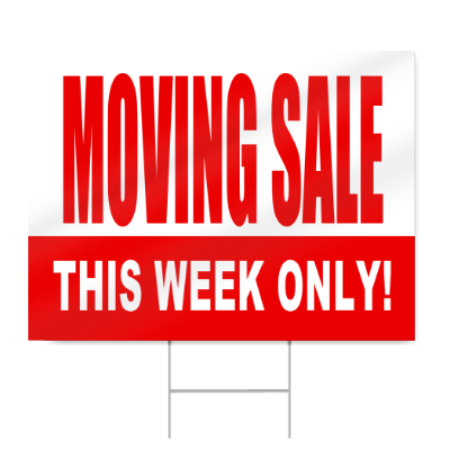Moving Sale Sign in Red