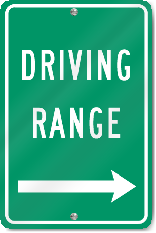 Driving Range (Right Arrow) Sign