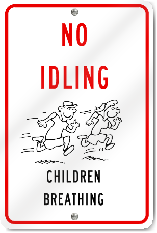No Idling Children Breathing Sign