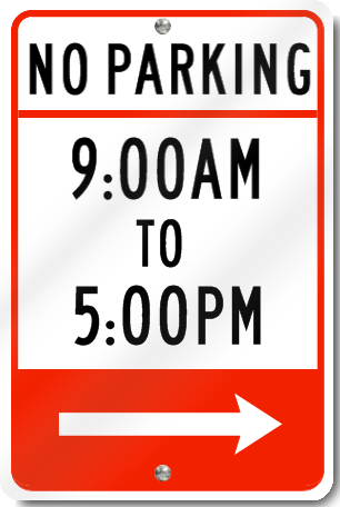 No Parking 9:00AM To 5:00PM Sign