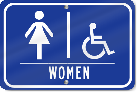 Horizontal Restrooms Women/Handicap Sign