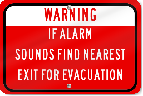 Horizontal Warning Alarm Sounds Exit For Evacuation Sign