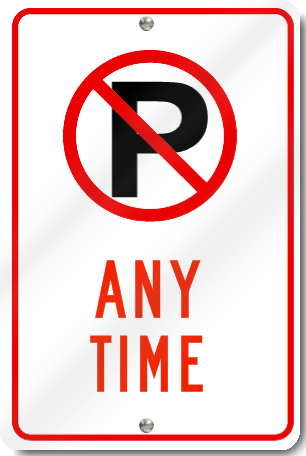 No Parking Any Time Sign With Symbol
