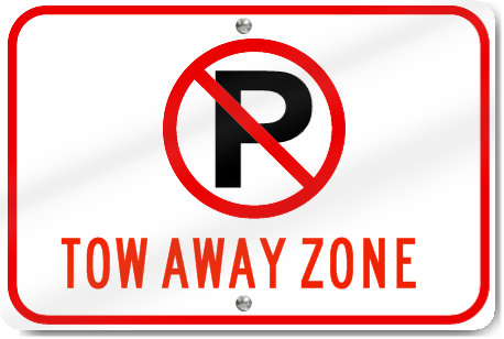 No Parking Tow Away Zone Sign With Symbol