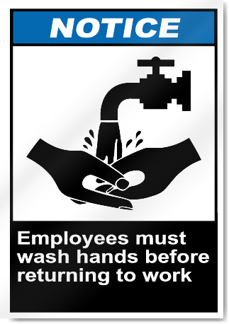 Employees Must Wash Hands Notice Signs