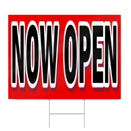 Now Open Block Lettering Sign