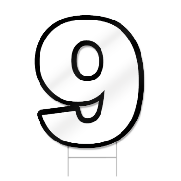 Number Nine Shaped Sign