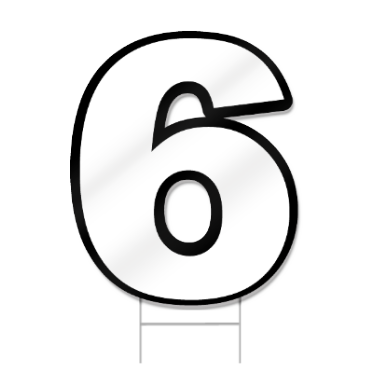 Number Six Shaped Sign