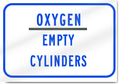 Empty Oxygen Cylinders Sign 