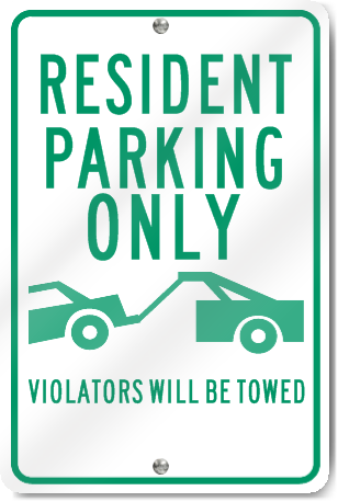 Resident Parking Only (Graphic) Metal Sign