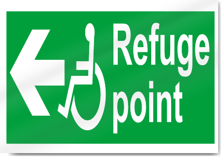 Disabled Refuge Point Left Safety Signs
