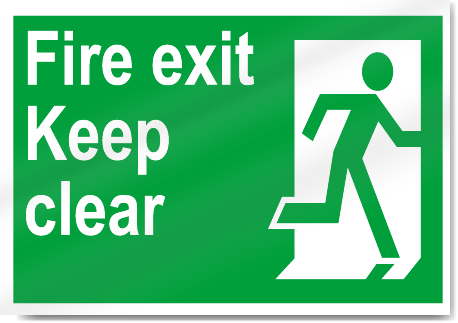 Fire Exit Keep Clear Safety Signs