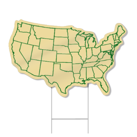 U.S. Map Shaped Sign