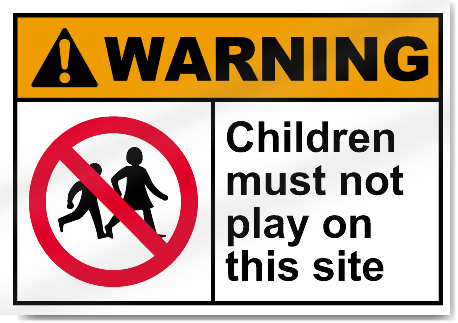 illustration of no sign on kids playing in dangerous part of the