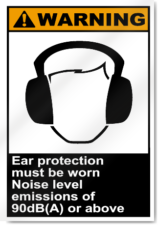 Ear Protection Must Be Worn Noise Level Warning Signs