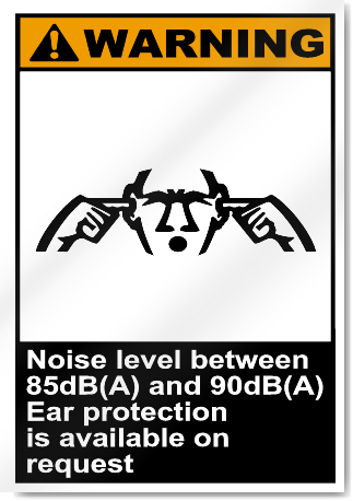 Noise Level Between 85Db(A) And 90Db(A) Warning Signs