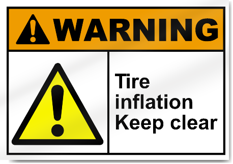 MOT and workshop notices Warning high pressure tyre inflation sign GAR01 Garage 