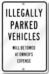 Illegally Parked Vehicles Will Be Towed Sign 