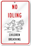 No Idling Children Breathing Sign