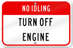 Horizontal No Idling Turn Off Engine Sign