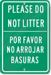 Please Do Not Litter English/Spanish Sign