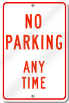 No Parking Any Time Sign in Red