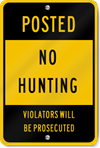 Posted No Hunting Sign