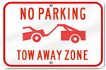 Horizontal No Parking Tow Away Zone Graphic Sign
