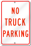 No Truck Parking Sign in Red