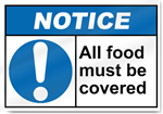 All Food Must Be Covered Notice Sign