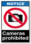 Cameras Prohibited Notice Signs