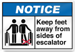 Keep Feet Away From Sides Of Escalator Notice Signs
