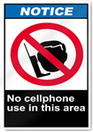 No Cell Phone Use In This Area Notice Signs