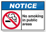 No Smoking In Public Areas Notice Signs