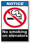 No Smoking On Elevators Notice Signs
