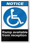 Ramp Available From Reception Notice Signs