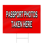 Passport Photos Taken Here Block Lettering Sign