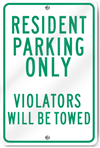 Resident Parking Only Metal Sign