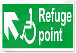 Disabled Refuge Point Up Left Safety Sign