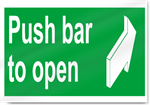 Push Bar To Open Safety Signs