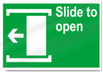 Slide To Open Left Safety Signs