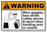Wear Goggles Face Shield Rubber Gloves Warning Signs