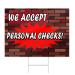 We Accept Personal Checks Sign